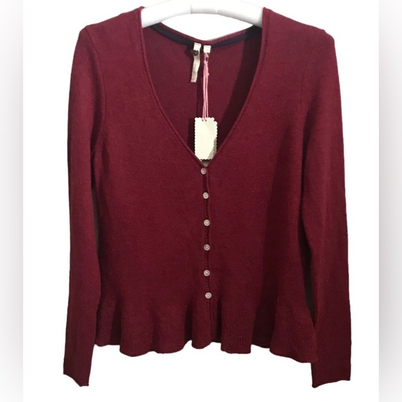 NWT White Stuff Burnt Red V-Neck Long Sleeve Button Up Cardigan. Sz 14. - Picture 3 of 9